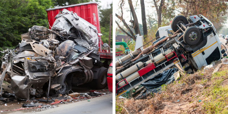 Damaged commercial truck accident scene illustrating the severity of truck crashes in South Carolina, potentially